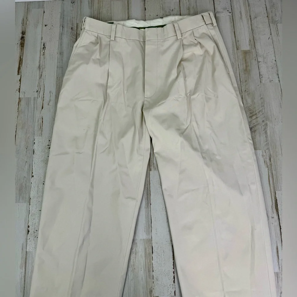 Orvis Pants Mens 34x30 Pleated Golf Straight Leg Casual Cream - Picture 3 of 11